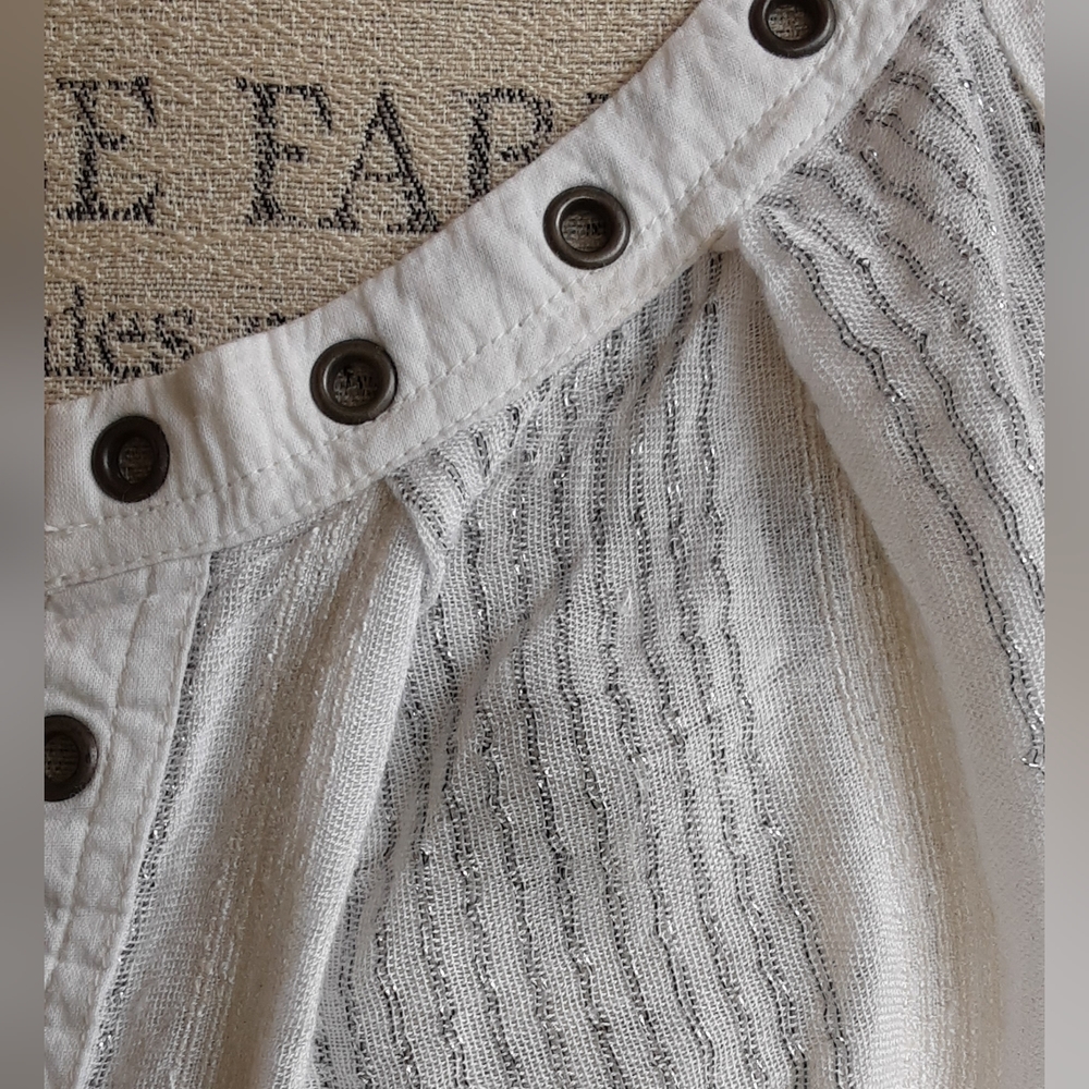 Free People Against All Odds Grommet Boho Blouse Sz XS Oversized. - Picture 3 of 11